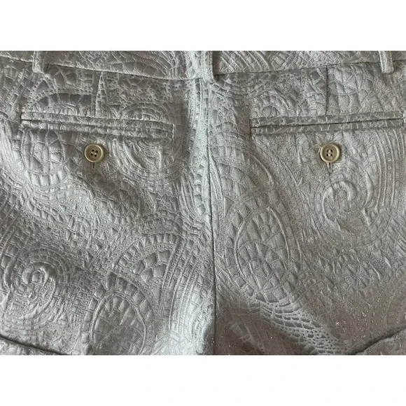 New York & Company Metallic Shorts Women's Size 4 White Silver Dressy Pockets - Picture 4 of 16